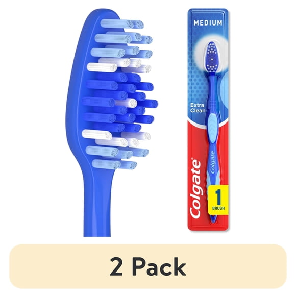 (2 pack) Colgate Extra Clean Full Head Adult Manual Toothbrush, Medium