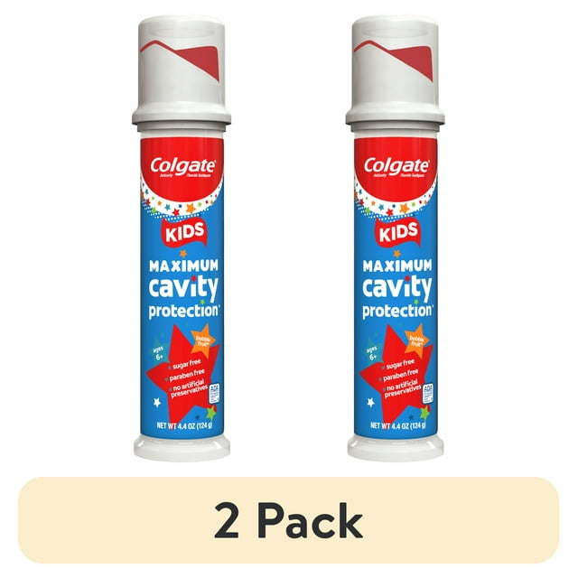 (2 pack) Colgate Kids Cavity Protection Toothpaste with Fluoride, Mild Bubble Fruit, 4.4 oz Pump