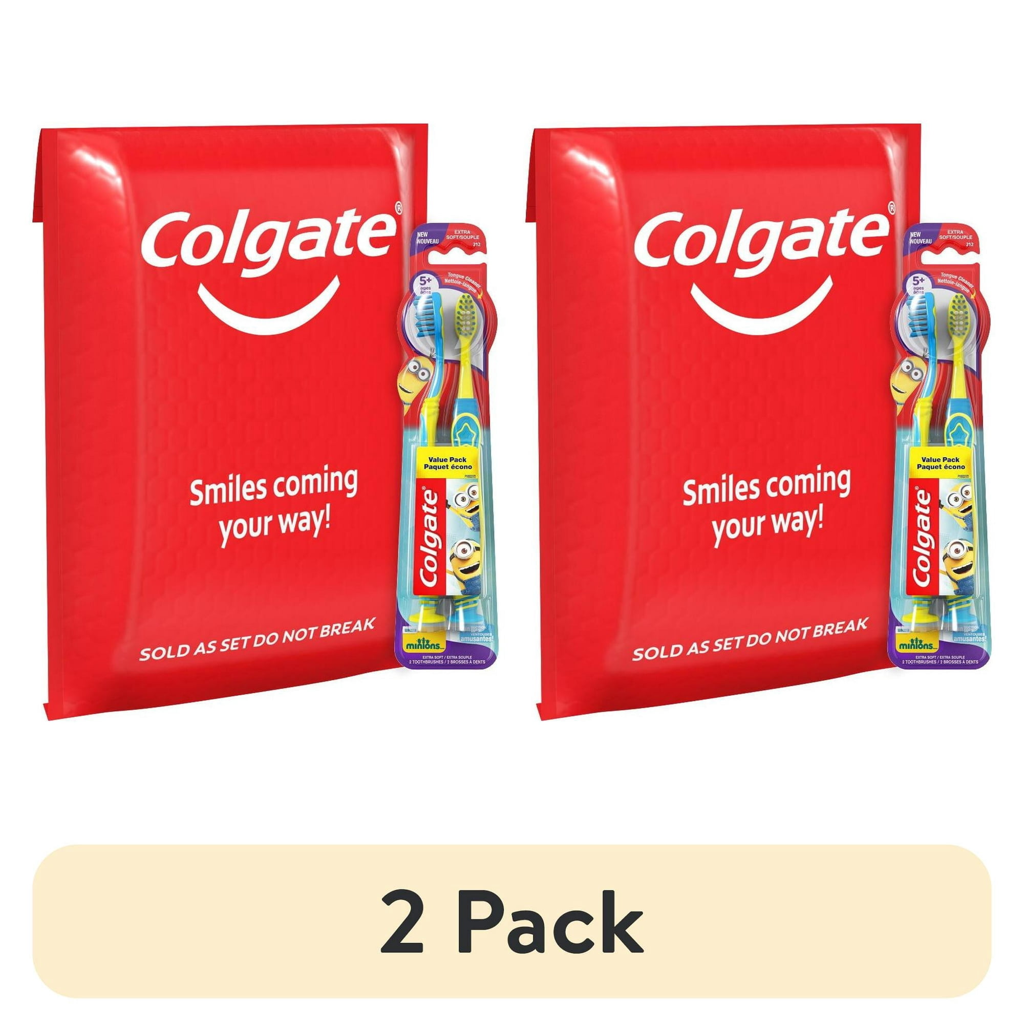 (2 pack) Colgate Kids Extra Soft Toothbrush with Suction Cup, 4 Count - Minions