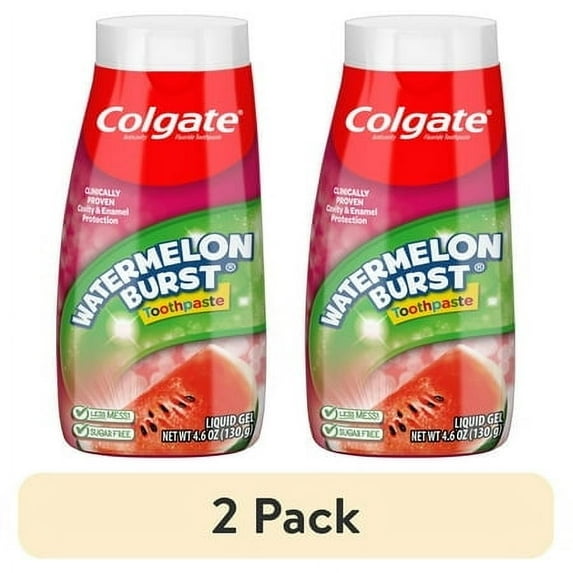 (2 pack) Colgate Kids Fluoride Toothpaste Gel, Watermelon Burst, 4.6 oz Tube