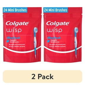(2 pack) Colgate Max Fresh Wisp Disposable Travel Toothbrushes, Mini Toothbrush, Peppermint, 24 Count