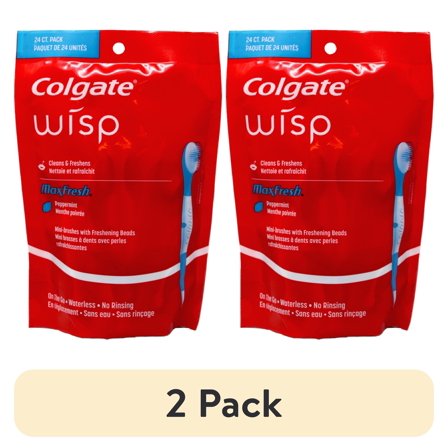 (2 pack) Colgate Max Fresh Wisp Disposable Mini Travel Toothbrushes, Peppermint - 24 Count