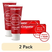 2 pack Colgate Optic White Stain Fighter Clean Mint Paste Teeth Whitening Anticavity Toothpaste, 3.8 oz
