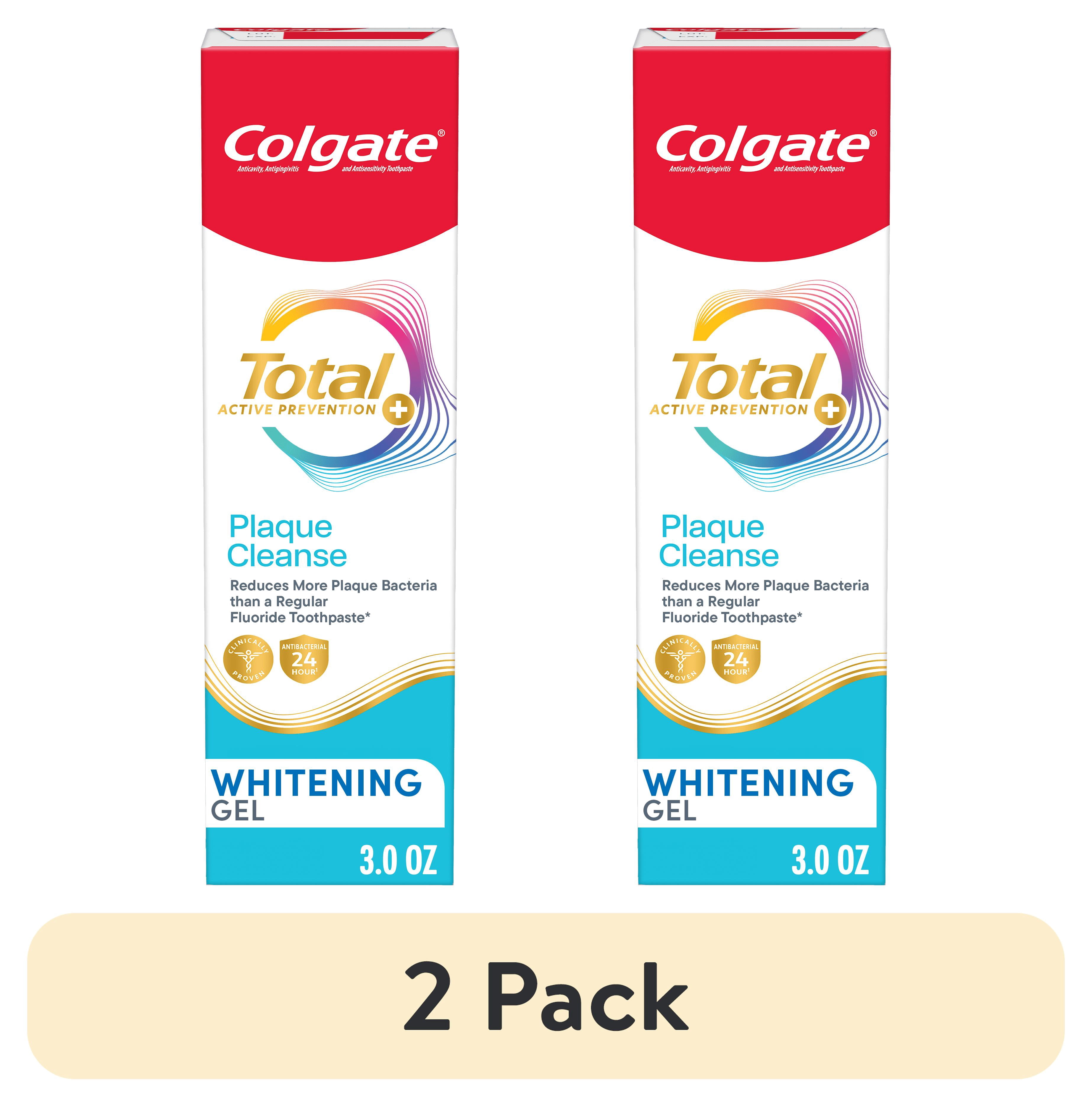 (2 pack) Colgate Total Active Prevention Plaque Cleanse Whitening Toothpaste Gel, Cool Peppermint, 3 oz