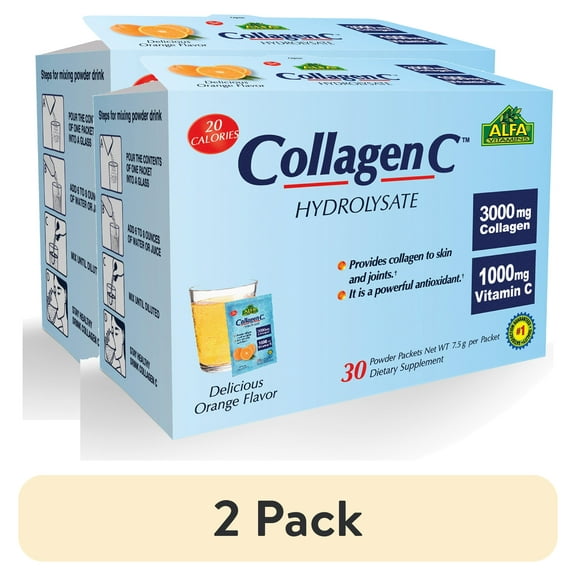 (2 pack) Collagen C Hydrolysate with Vitamin C - Powder Supplement - Skin, Hair, Nails support - 30 Pack