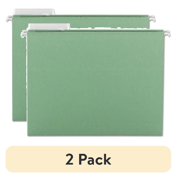 (2 pack) Color Hanging Folders with 1/3 Cut Tabs Letter Size, 1/3-Cut Tab, Green, 25/Box