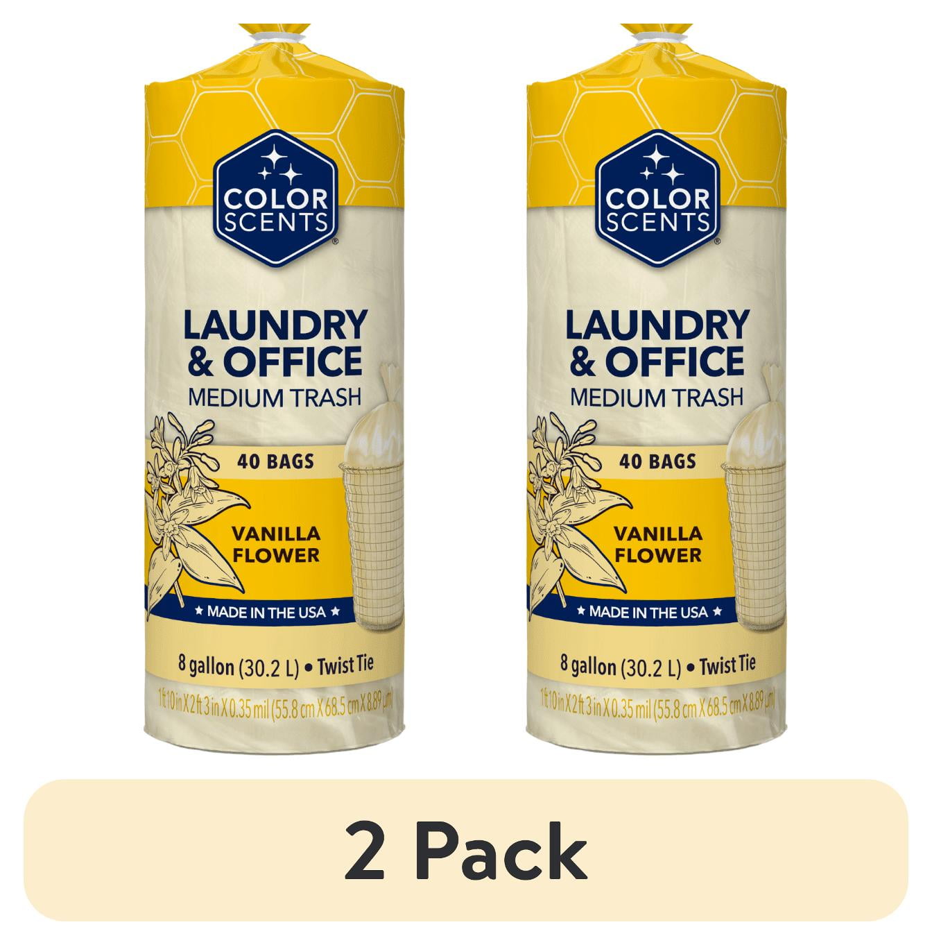 Color Scents 8 Gallon Medium Trash Bags, 40 Count, Vanilla Flower