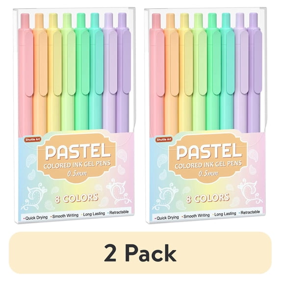 (2 pack) Colored Retractable Gel Pens, Shuttle Art 8 Pastel Ink Colors, Cute Pens 0.5mm Fine Point Quick Drying for Writing Drawing Journaling Note Taking