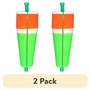 (2 pack) Comal Popping Rat-L Fishing Float, Red/Fluorescent Green, 3-inch