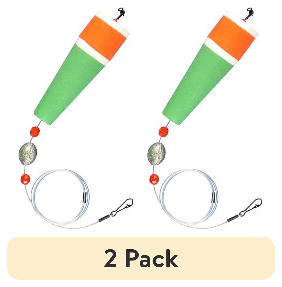 (2 pack) Comal Popping Fishing Float with Monofilament Leader, Red/Green, 4-inch