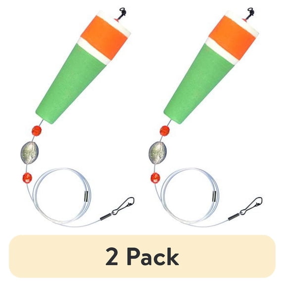 (2 pack) Comal Popping Fishing Float with Monofilament Leader, Red/Green, 4-inch