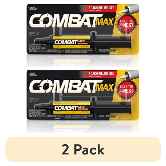 (2 pack) Combat Max Roach Killing Gel for Indoor and Outdoor Use,1 Syringe, 1.05 fl oz