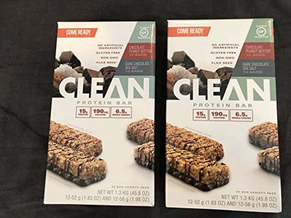 2 pack Come Ready Nutrition Clean Protein Bars 48 Total Bars - 24 Chocolate Sea Salt and 24 Chocolate Peanut Butter ONLY $1.38/Bar