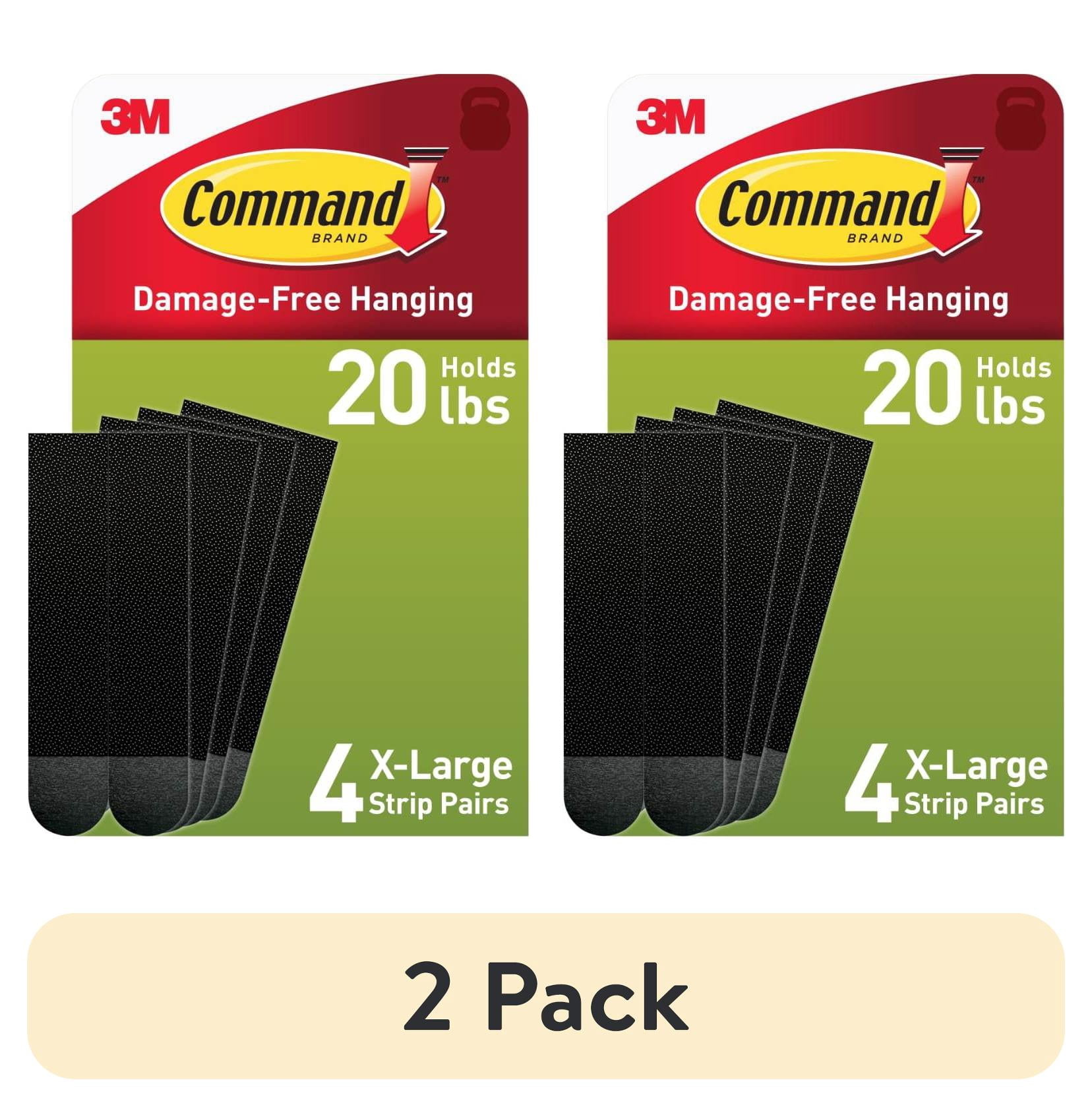 (2 pack) Command Heavy Duty Picture Hangers, Hold 20 lbs, Black, Damage-Free Hanging, 4 Pairs Adhesive Strips