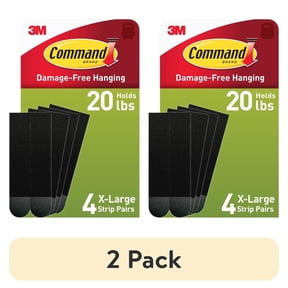 (2 pack) Command Heavy Duty Picture Hangers, Hold 20 lbs, Black, Damage-Free Hanging, 4 Pairs Adhesive Strips