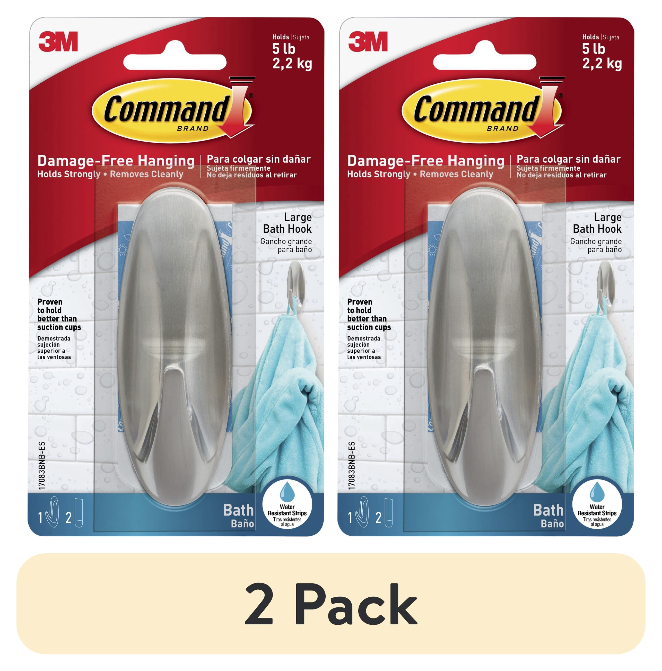 (2 pack) Command Bath Large Designer Hook, 1 Hook, 2 Strips/Pack