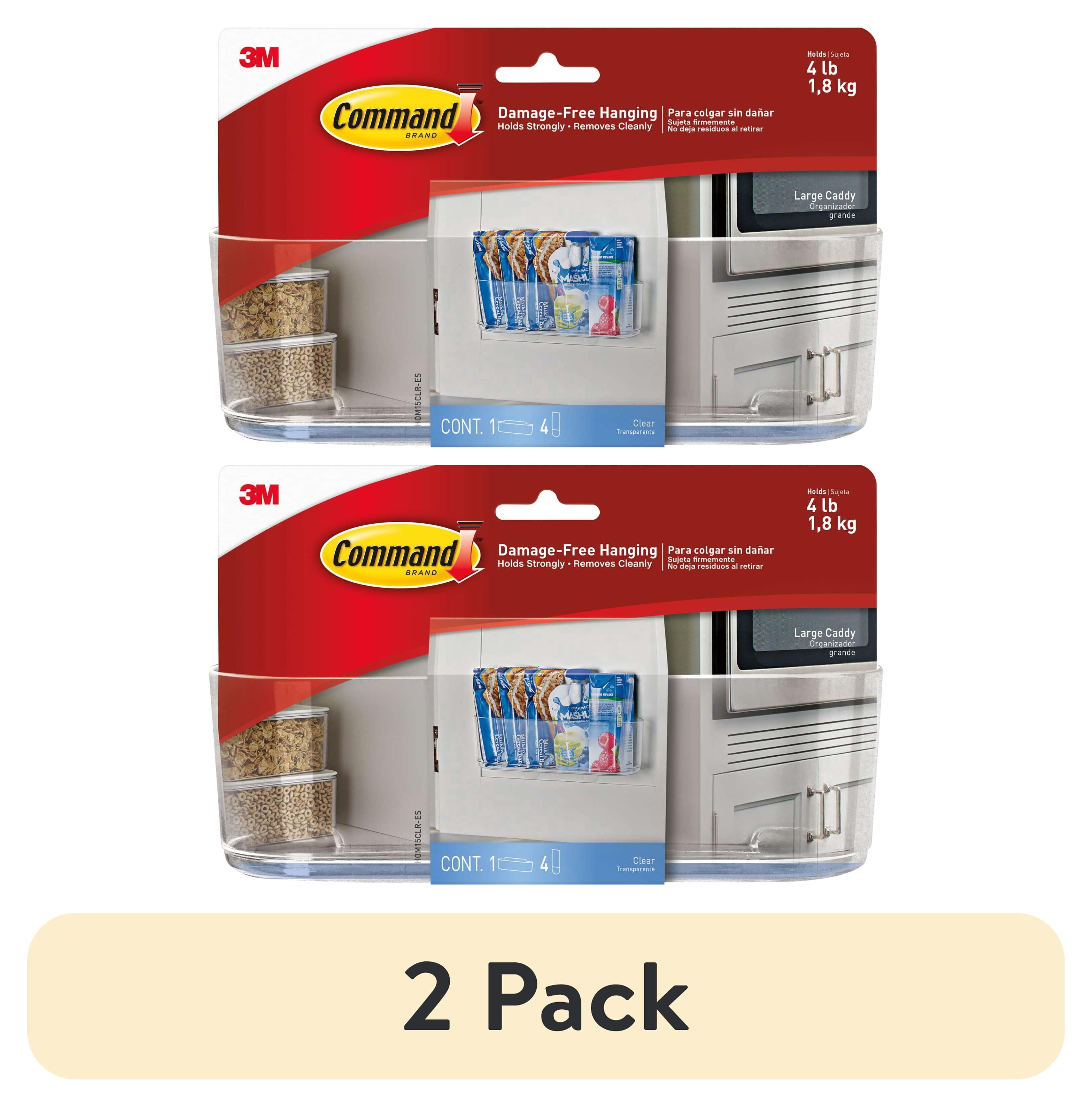 (2 pack) Command Caddy, Clear, Large, Under Sink Organizer, 1 Wall Caddy
