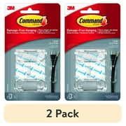 (2 pack) Command Clear Large Cord Clips, 2 Clear Clip, 3 Strip