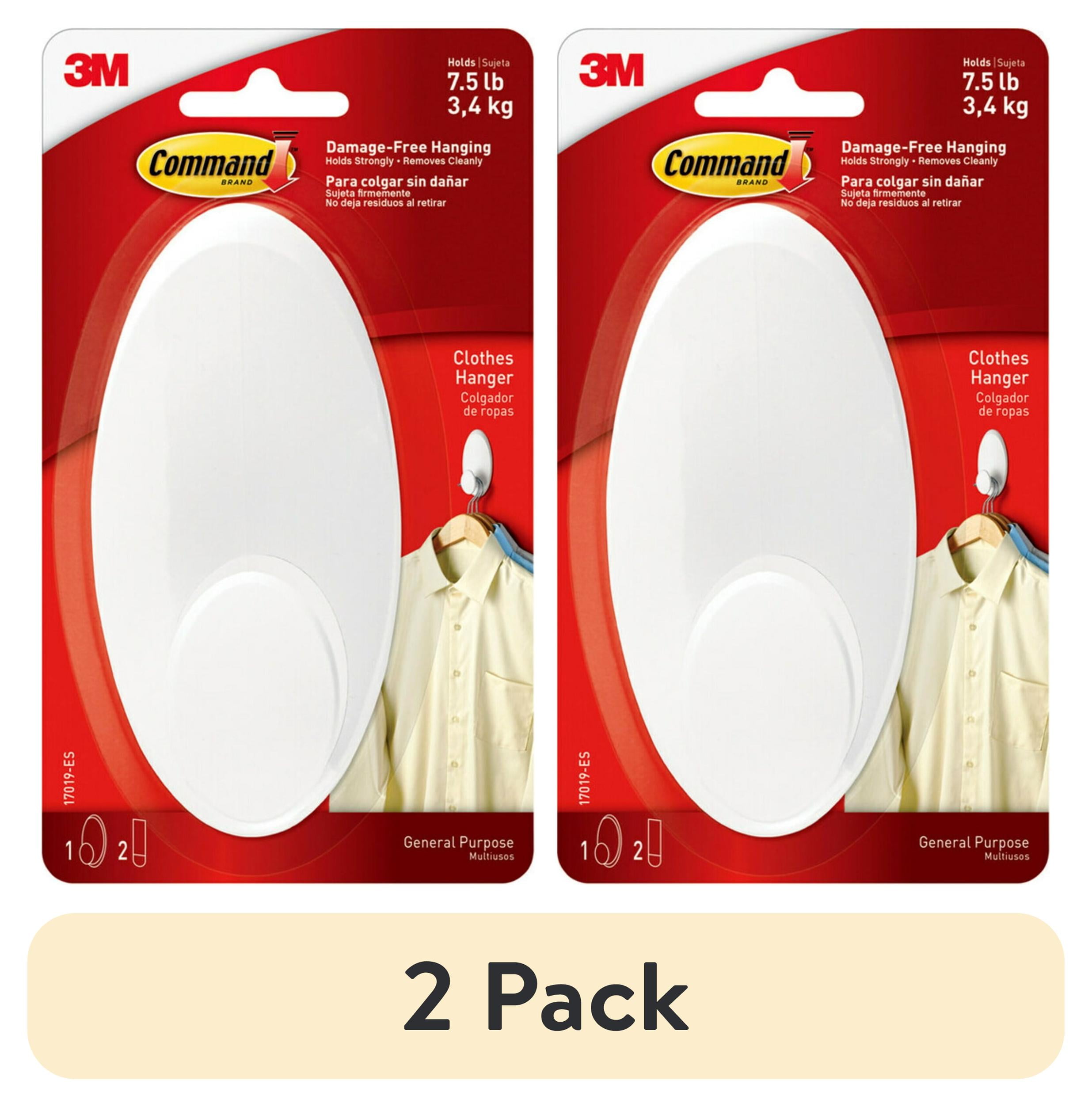 (2 pack) Command Clothes Hanger, White, Large, 1 Wall Hanger