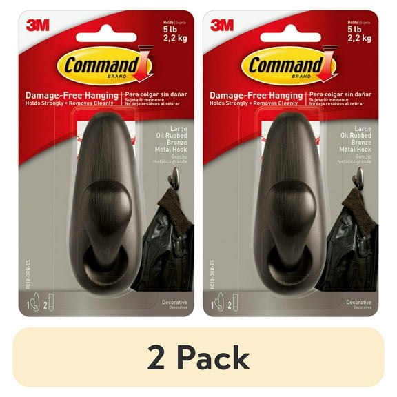 (1 pack) Command Forever Classic Large Metal Hooks, Oil Rubbed Bronze, Damage Free Decorating, 1 Hook