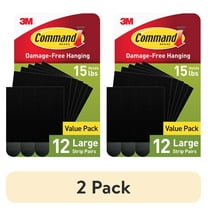 (2 pack) Command Large Picture Hangers, Holds 15 lbs, Black, Damage-Free Hanging, 12 Pairs Adhesive Strips