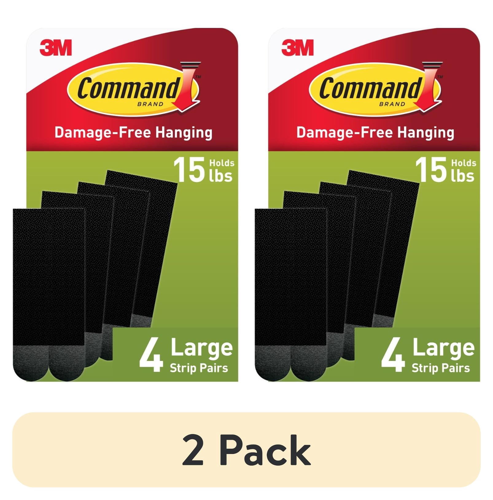 (2 pack) Command Large Picture Hangers, Holds 15 lbs, Black, Damage-Free Hanging, 4 Pairs Adhesive Strips
