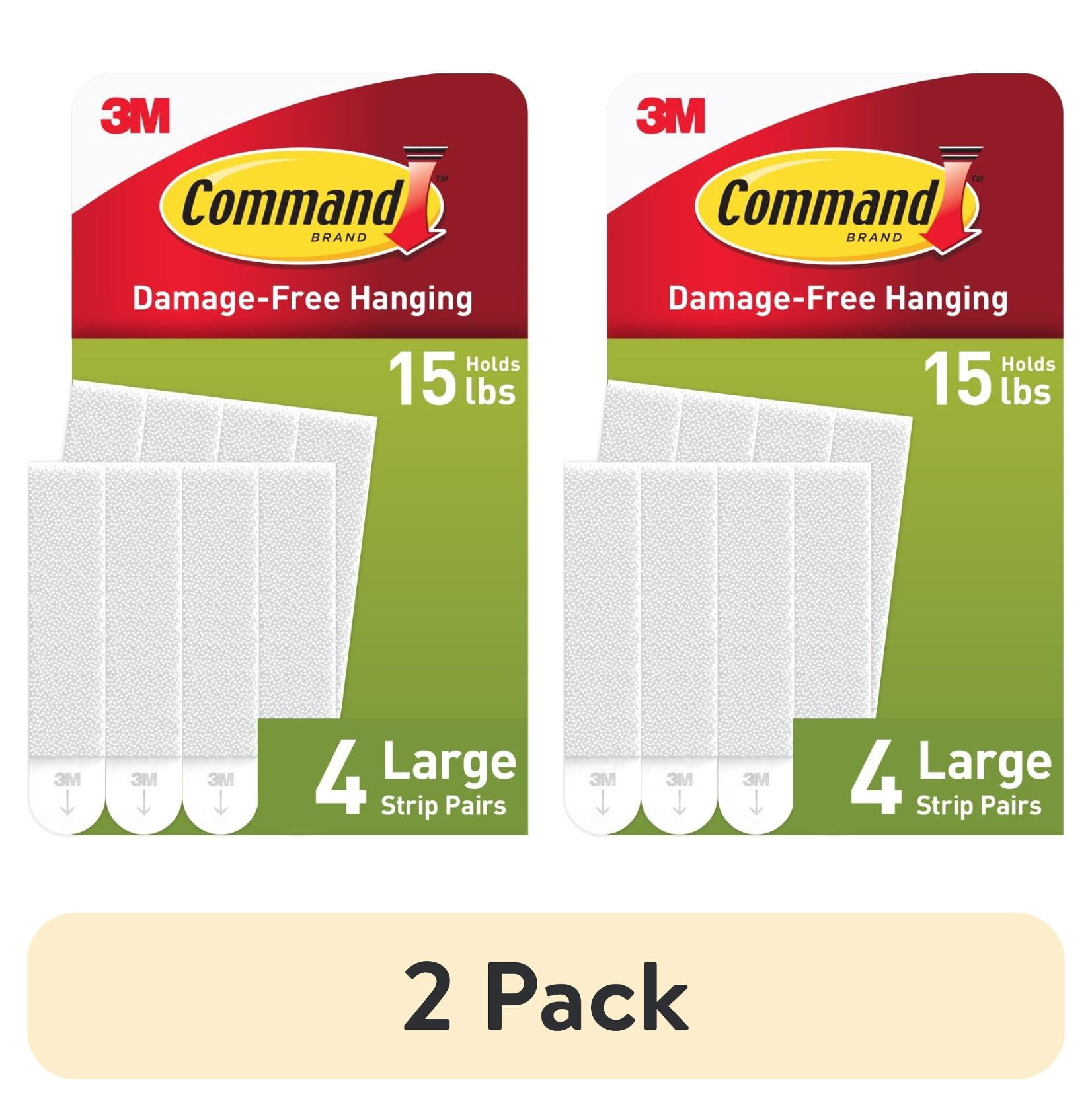 (2 pack) Command Large Picture Hangers, Holds 15 lbs, White, Damage-Free Hanging, 4 Pairs Adhesive Strips