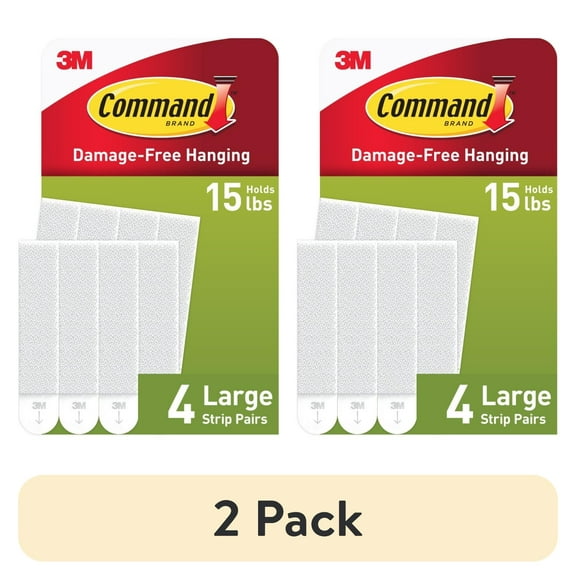 (2 pack) Command Large Picture Hangers, Holds 15 lbs, White, Damage-Free Hanging, 4 Pairs Adhesive Strips