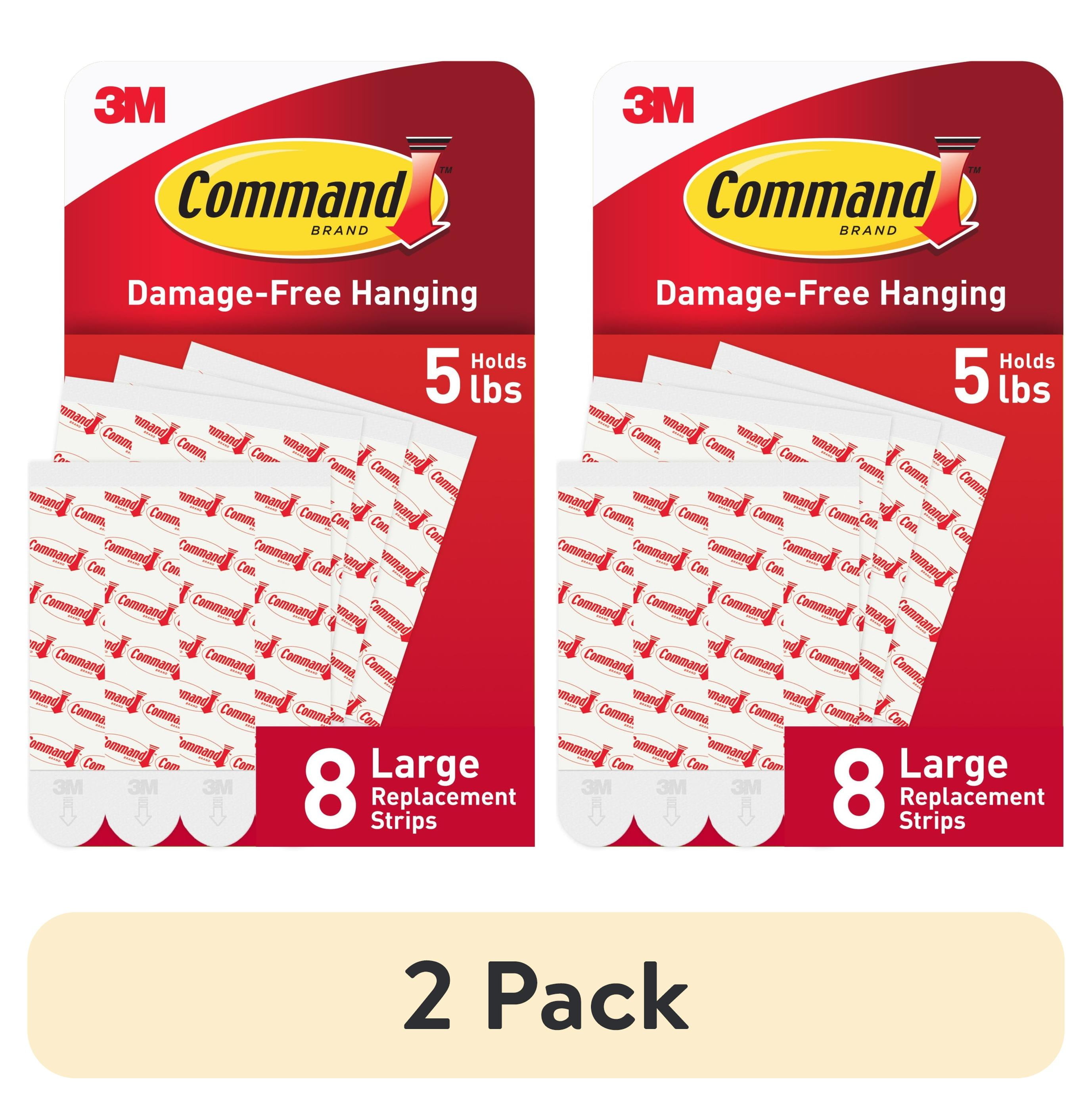 (2 pack) Command Large Replacement Strips for Hooks, Foam, Plastic, 8 Adhesive Strips, 17023-8ESF
