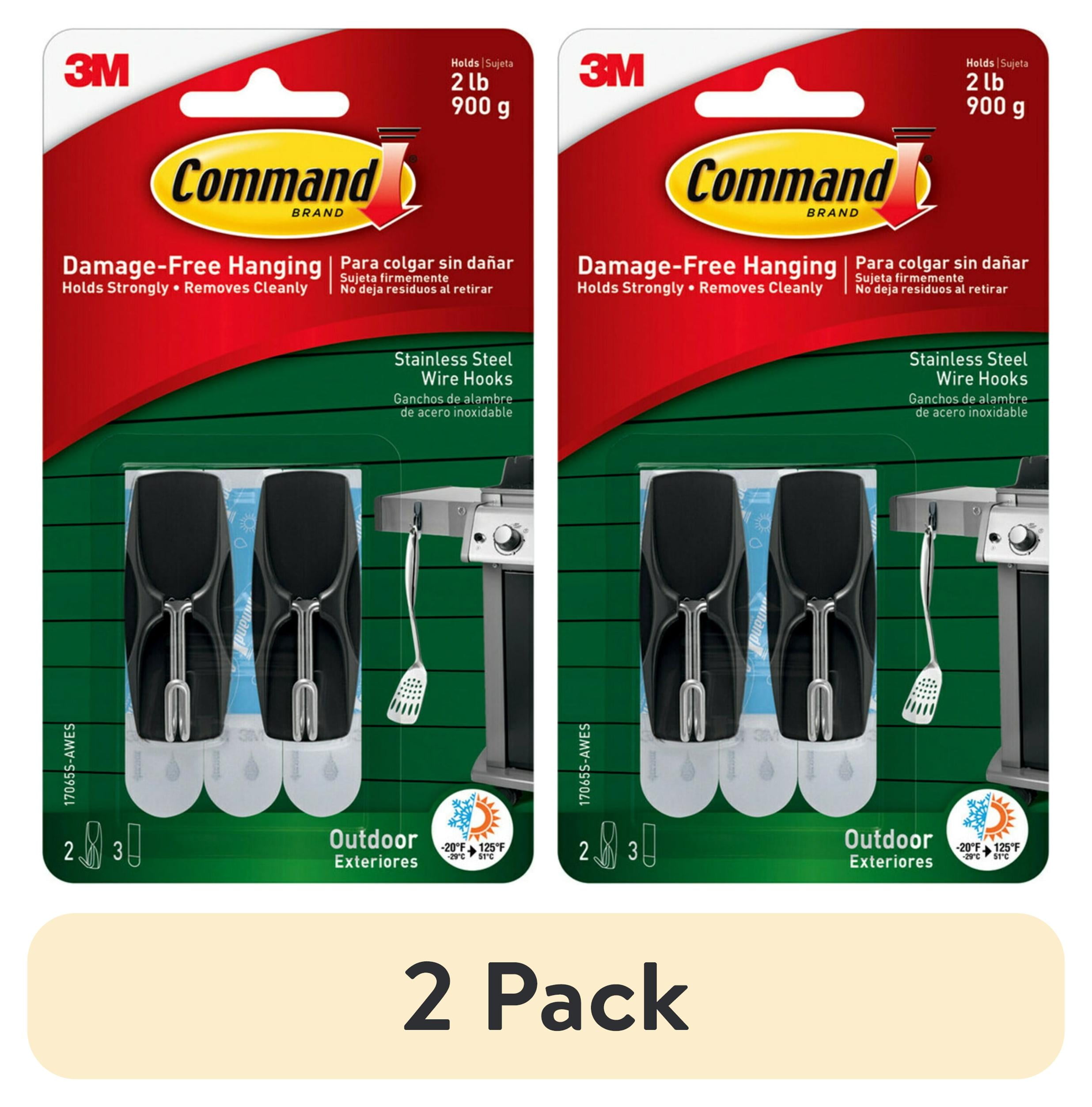 (2 pack) Command Medium Wire Toggle Hooks, Black, Damage Free Organizing, 2 Hooks and 3 Strips