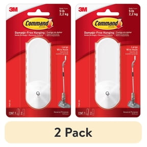 (2 pack) Command Wire Hook, White, Large, 1 Hook, 2 Strips/Pack