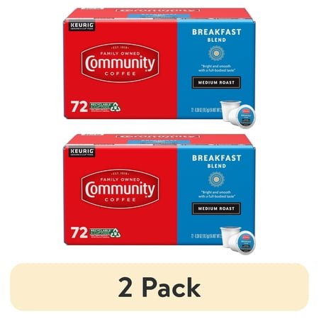 (2 pack) Community Coffee Breakfast Blend Pods for Keurig K-cups 72 Count