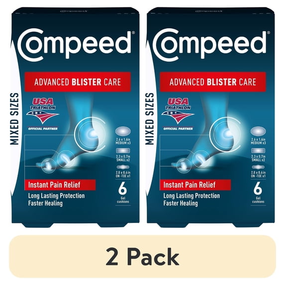 (2 pack) Compeed Advanced Blister Care Pads, Mixed Sizes, 6 ct