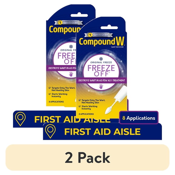 (2 pack) Compound W Freeze off Wart Remover, Maximum Freeze, 8 Swab Applications
