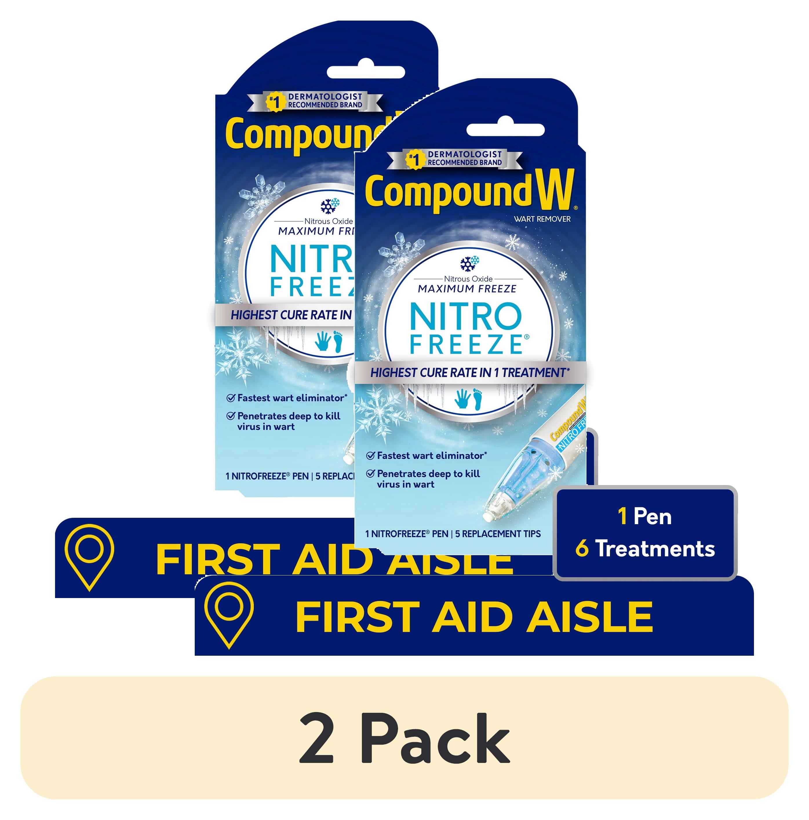 (2 pack) Compound W NitroFreeze Wart Remover, Maximum Freeze, 6 Stick Applications