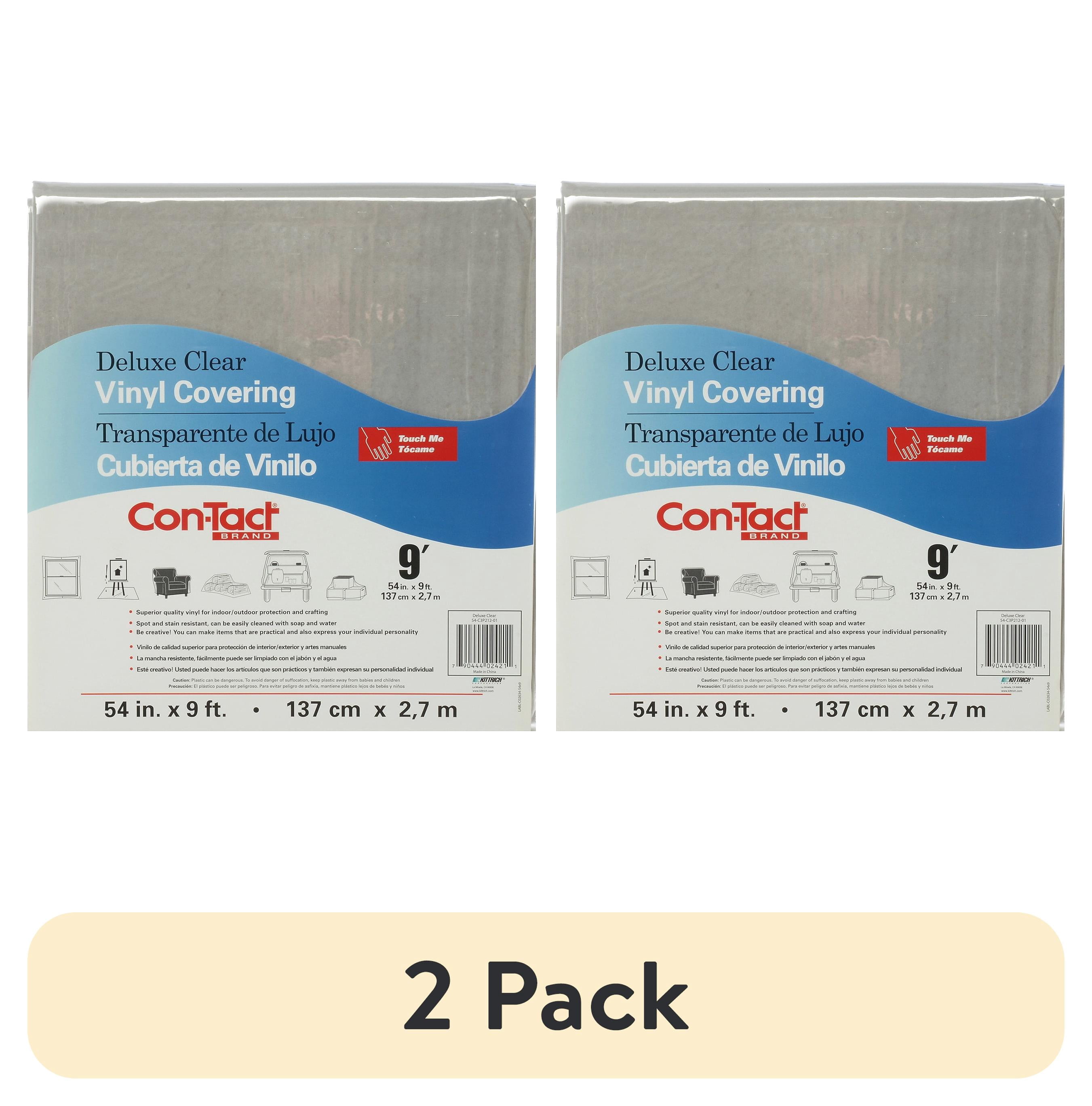 (2 pack) Con-Tact Medium-Weight Deluxe Clear Vinyl Covering 54 in x 9 ft for Multi-Purpose Surface Protection