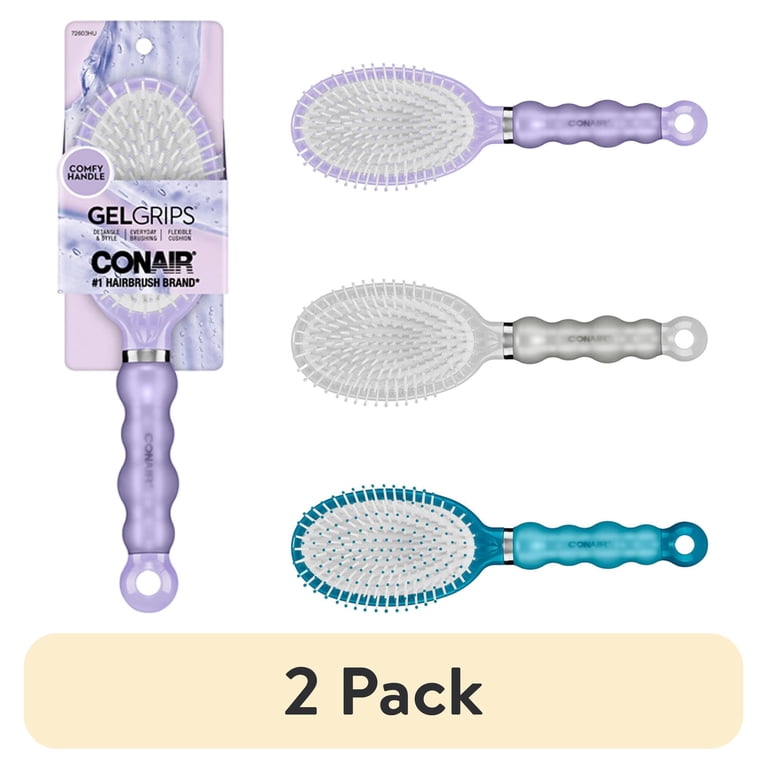 2 pack) Conair Smooth & Effortless Nylon Bristle Cushion Hairbrush