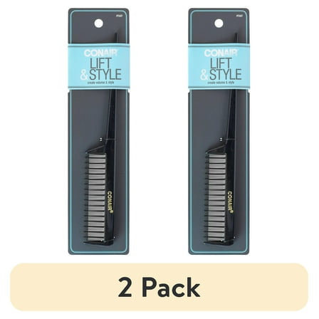 (2 pack) Conair Lift & Style Professional Volumizing Teasing Comb, Black