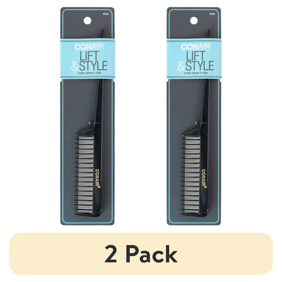 (2 pack) Conair Lift & Style Professional Volumizing Teasing Comb, Black