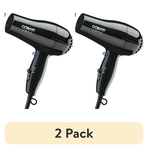 (2 pack) Conair Mid-Size Hair Dryer, 1875 Watts, Concentrator Attachment, Lightweight Design