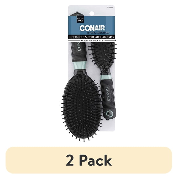 (2 pack) Conair Professional Full & Mid Size Nylon Cushion Brush Set, Berry, 2 Piece Assortment