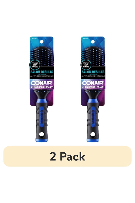 (2 pack) Conair Grip & Shape Nylon Bristle All-Purpose Hair Brush, Colors Vary