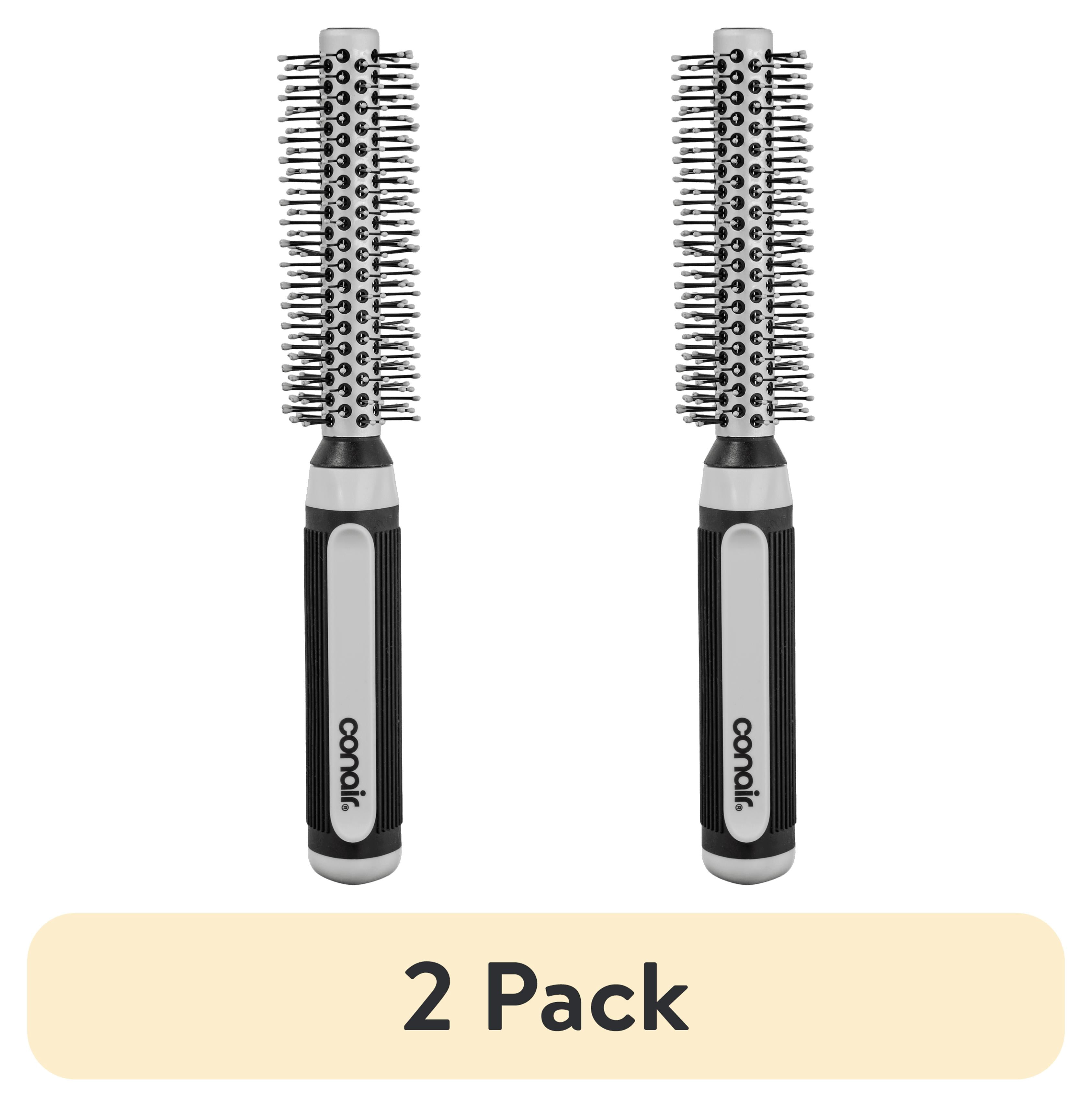 2 pack) Conair Grip & Style Small Metal Round Hairbrush, Nylon