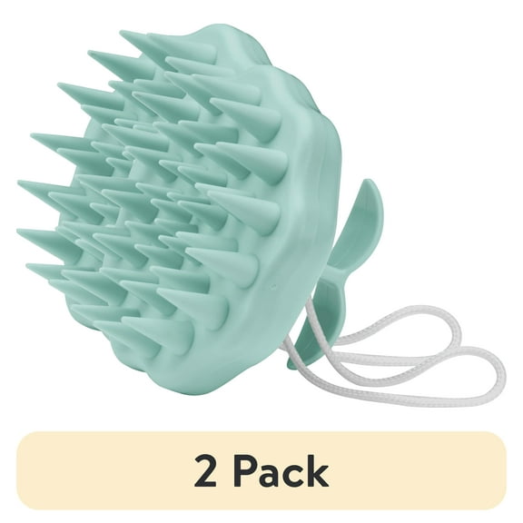 (2 pack) Conair Handheld Scalp Massager Shampoo Brush, Green, For All Hair Types