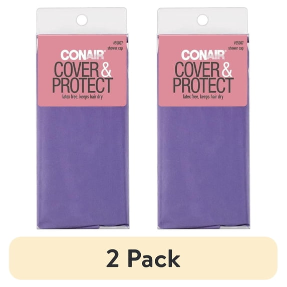 (2 pack) Conair Shower Cap Standard Size Latex Free 1 ct