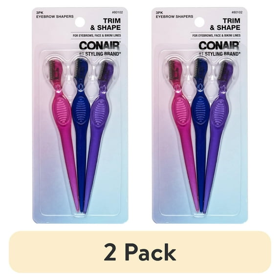 (2 pack) Conair Trim & Shape Eyebrow Shaping Razors, 3 Count
