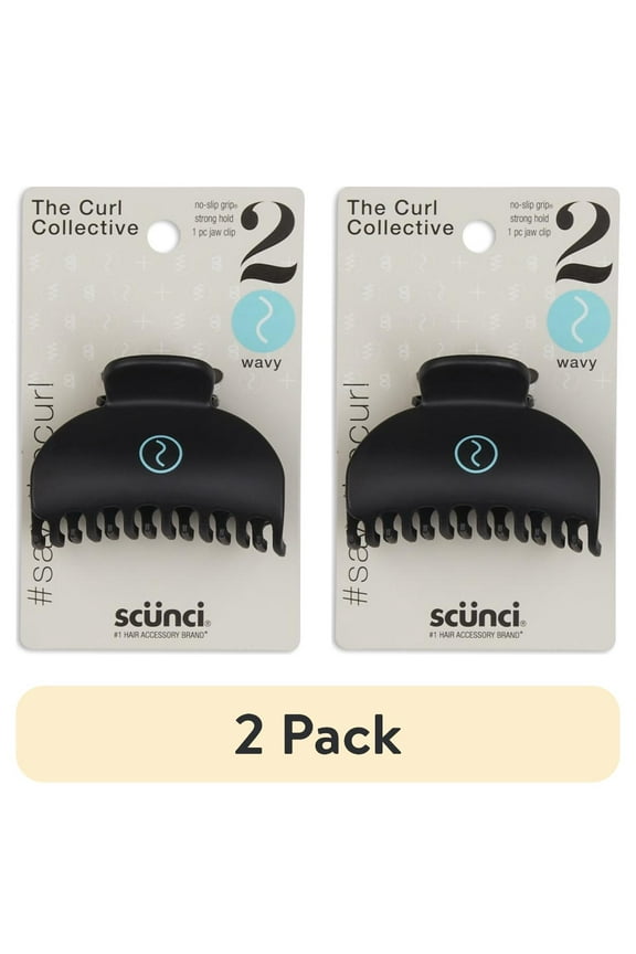 (2 pack) Conair Wavy Hair Claw Clip, Black, 1 Count