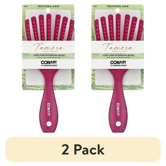 (2 pack) Conair x Tamera Mowry Housley Detangle Curly Hair Brush, Pink