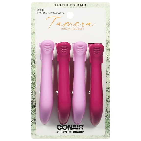 (2 pack) Conair X Tamera Mowry Housley Large Sectioning Hair Clips, Multicolor, 4 Count
