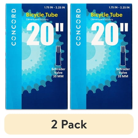 (2 pack) Concord Replacement Bicycle Inner Tube, 20", Schrader Valve